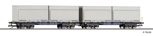 Tillig 15080 - TT - Doppeltragwagen InnoWaggon mit WoodTainern, Innofreight, Ep. VI